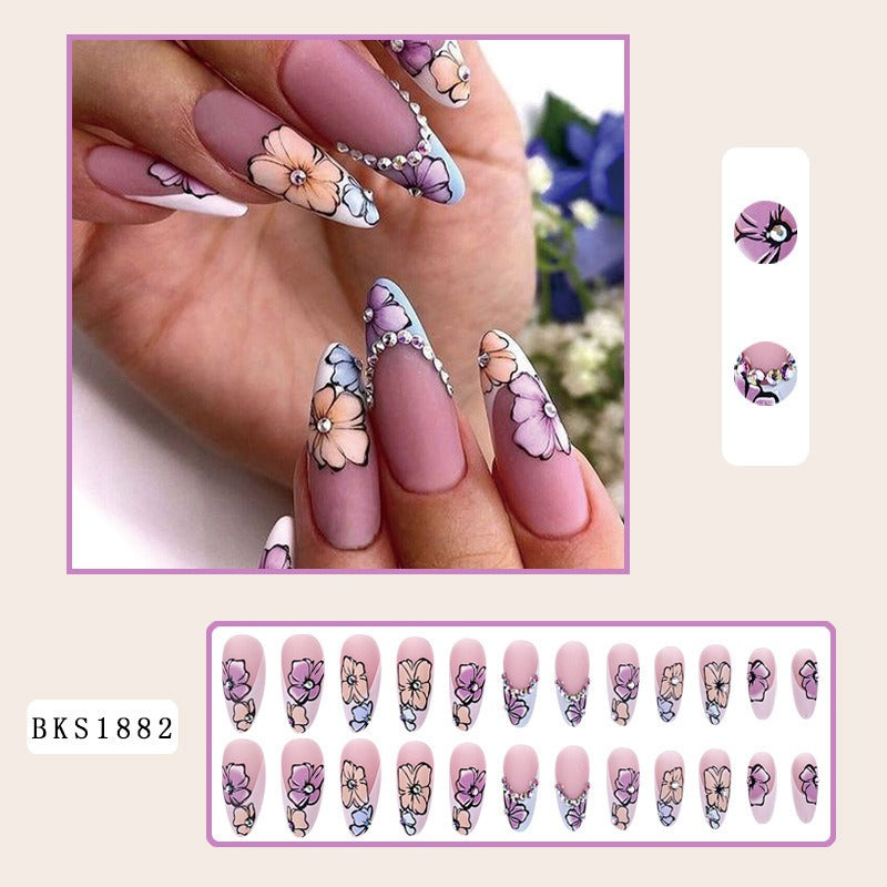 Mid-length almond press on nails