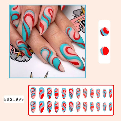 Mid-length almond press on nails Stylish almond nail art