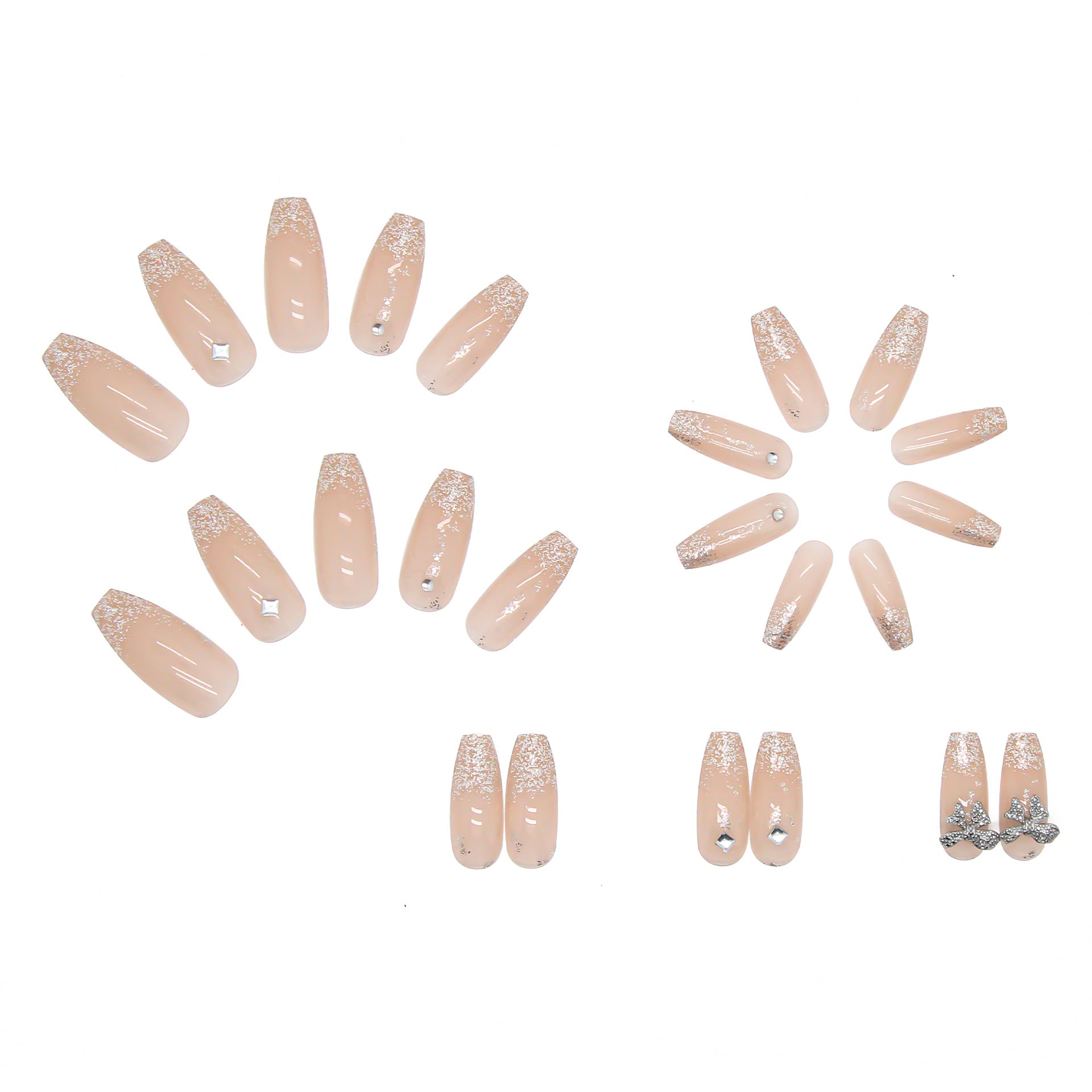 Long butterfly press on nails