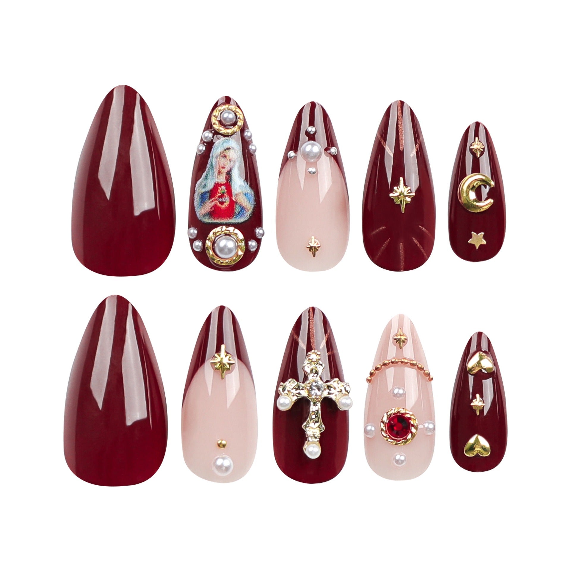 Diamond Press On Nails – Cross Flash Rhinestone Manicure