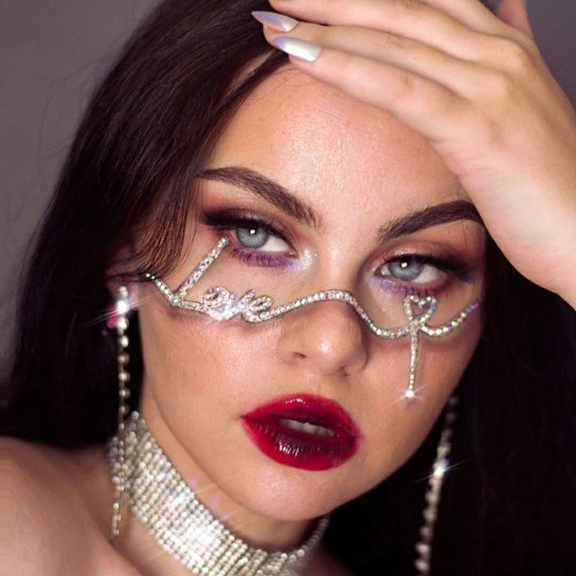 Designer Eyeglasses Frames for Women Alloy Half Frame No Lenses Fashion Face Jewelry Eye Wear Decoration Make up Rave