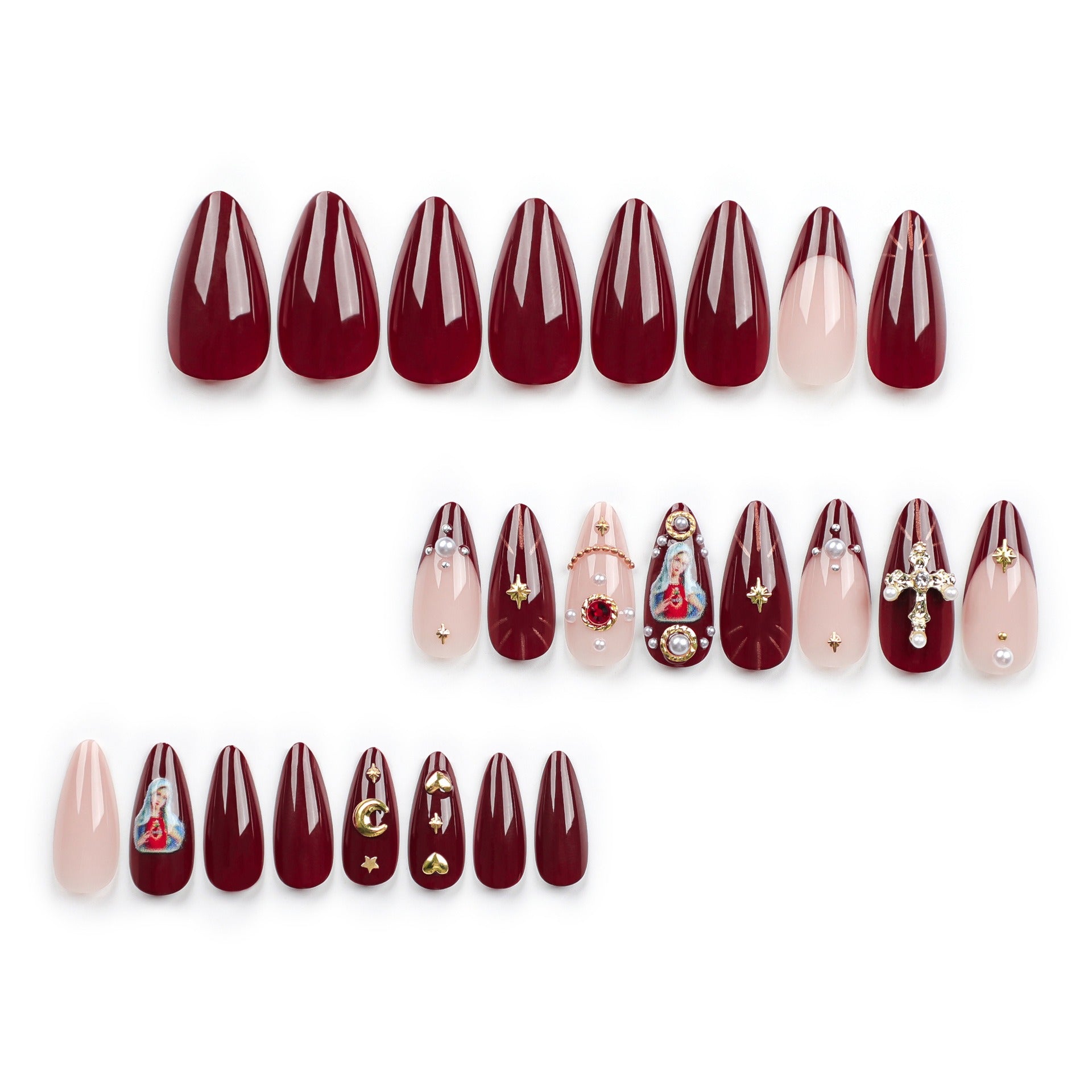 Diamond Press On Nails – Cross Flash Rhinestone Manicure