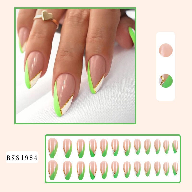 Mid-length almond press on nails Stylish almond nail art