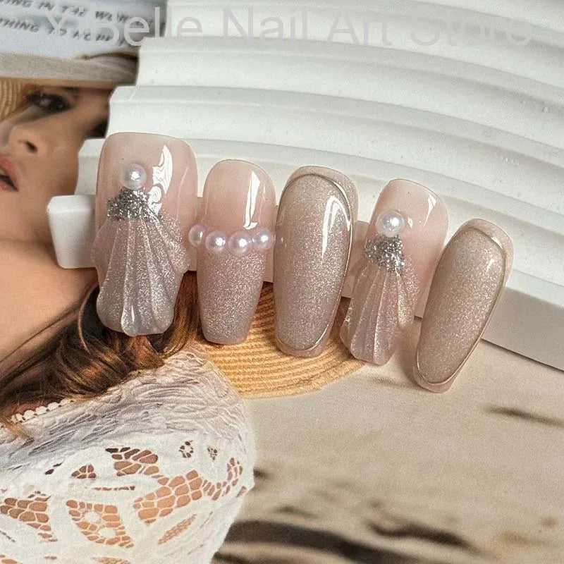 Pearl press on nails