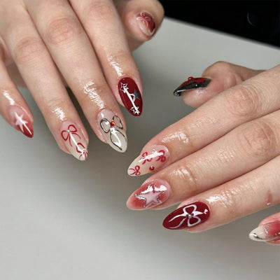 Cross flash diamond press on nails