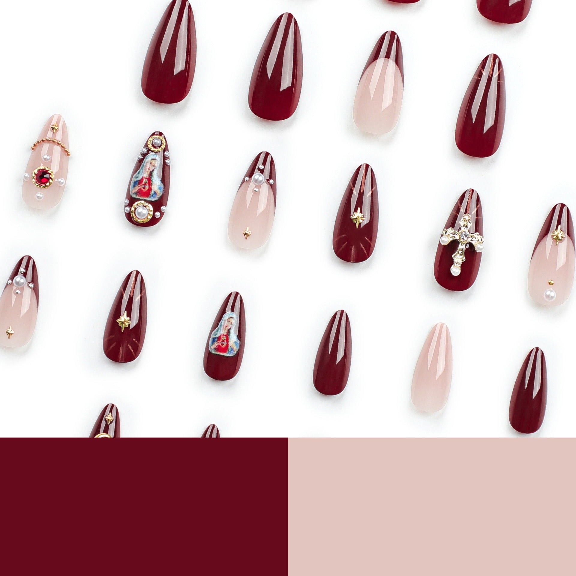 Diamond Press On Nails – Cross Flash Rhinestone Manicure