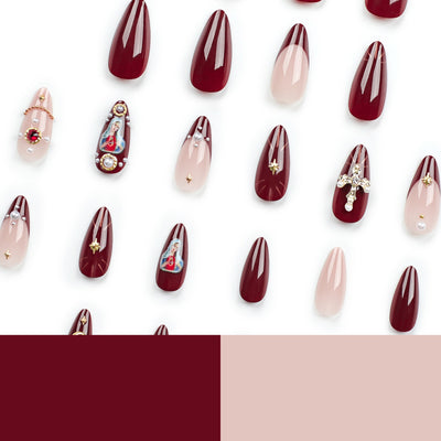 Diamond Press On Nails – Cross Flash Rhinestone Manicure