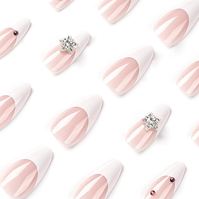 White French press on nails
