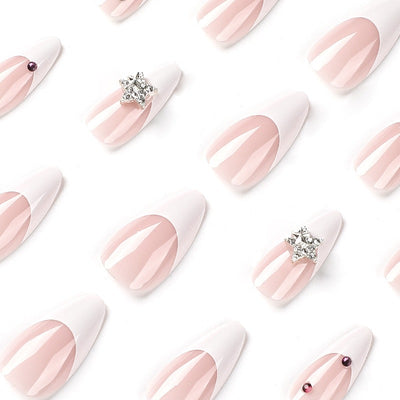 White French press on nails