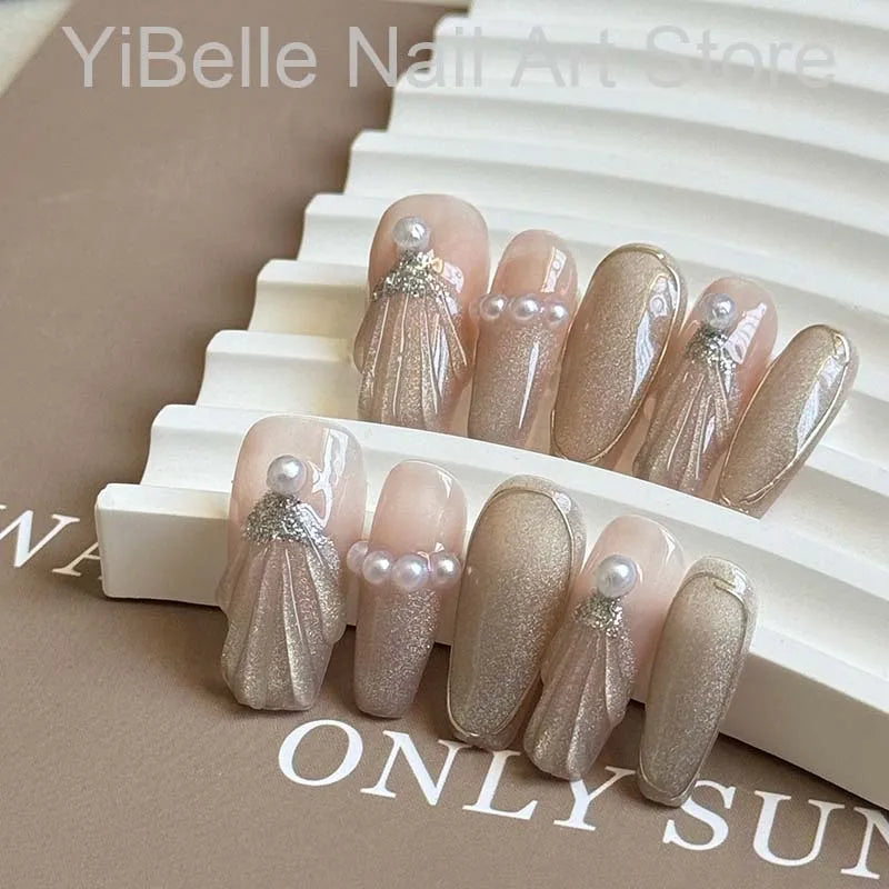 Pearl press on nails