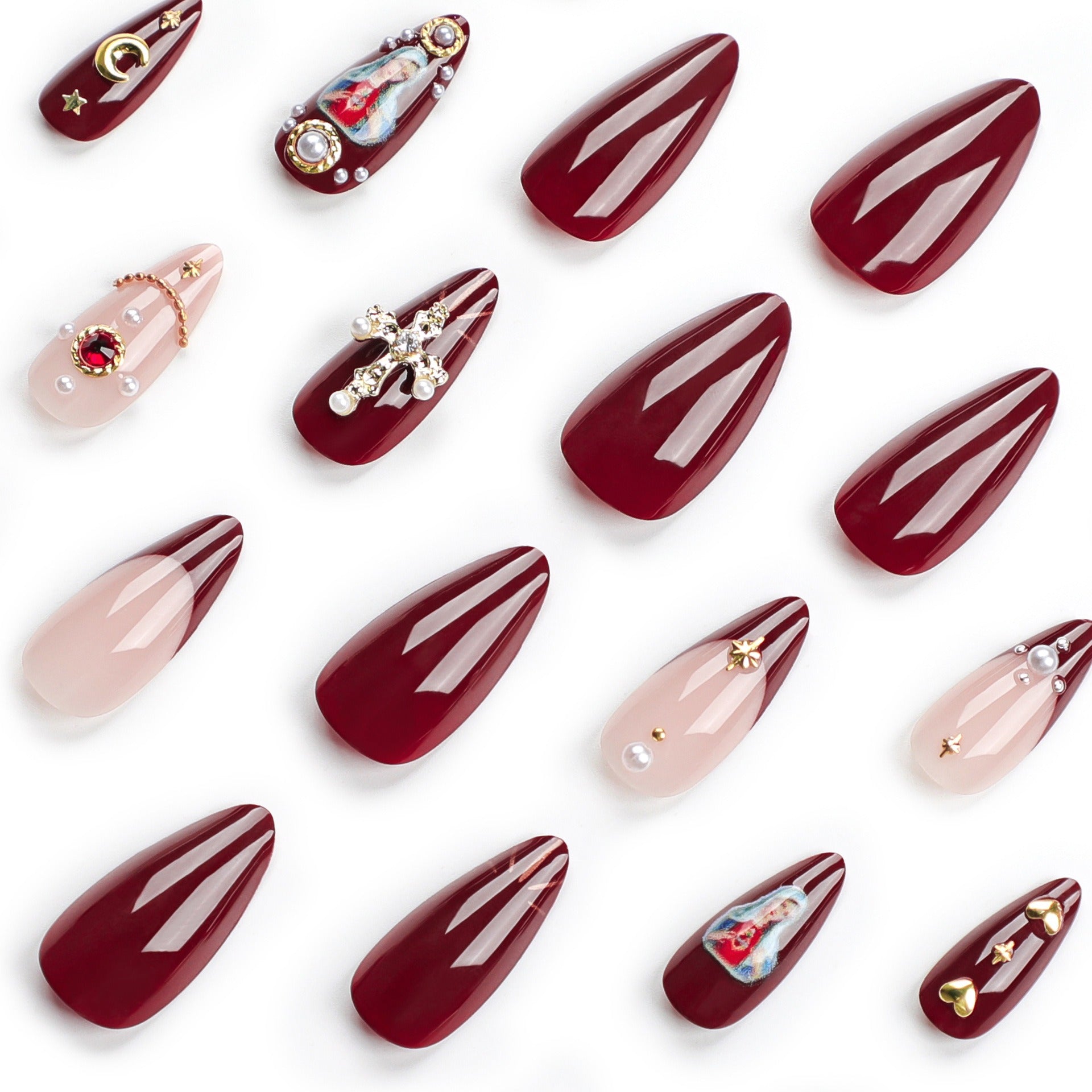 Diamond Press On Nails – Cross Flash Rhinestone Manicure