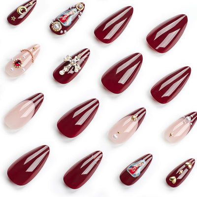 Diamond Press On Nails – Cross Flash Rhinestone Manicure