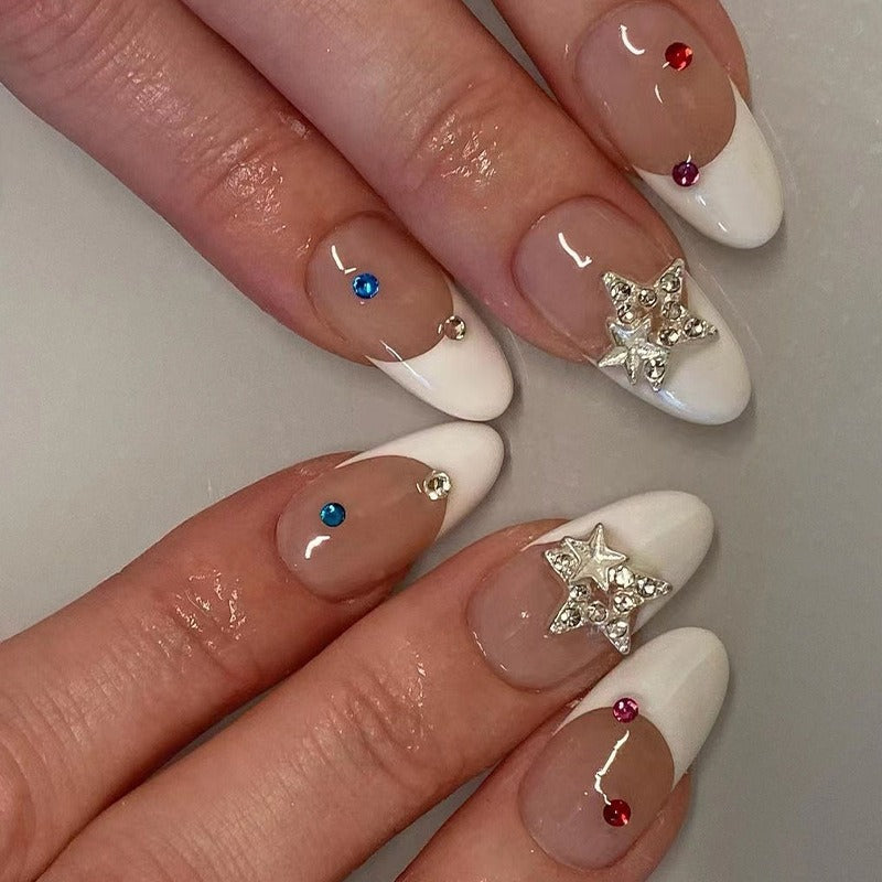 White French press on nails