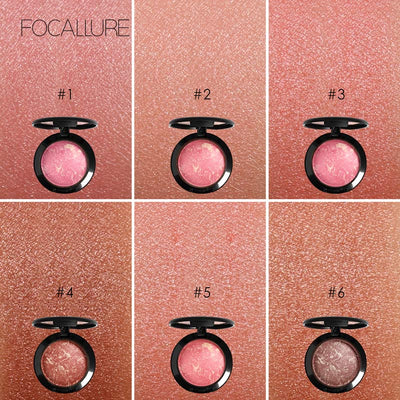FOCALLURE Makeup Blusher Top Quality Professional Cheek 6 Colors Baked Blush Bronzer Blusher Face Contour Make Up