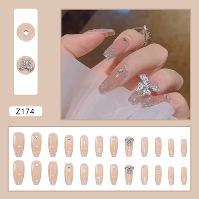 Long butterfly press on nails
